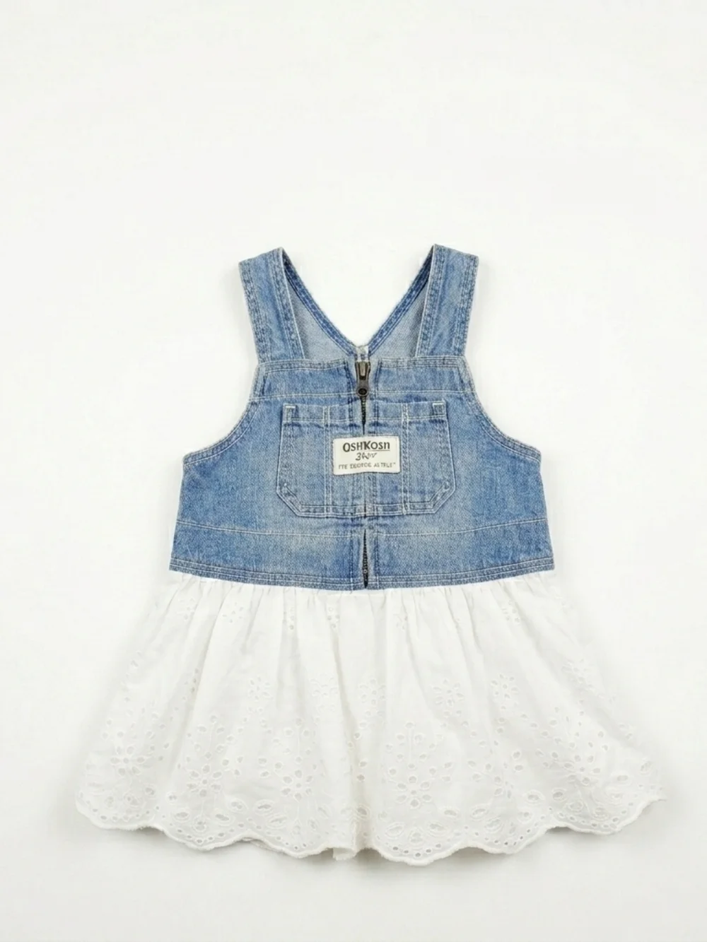 OshKosh B'gosh Denim & White Eyelet Jumper Dress Baby Girl 6M